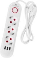 Maclean MCE394 W 3xUSB-A Hálózati Elosztó 3 aljzatos 1.5m - Fehér