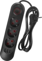 Maclean MCE394 B 3x USB-A Hálózati Elosztó 3 aljzatos 1.5m - Fekete