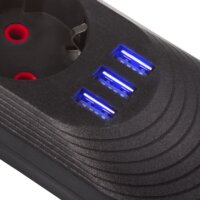 Maclean MCE394 B 3x USB-A Hálózati Elosztó 3 aljzatos 1.5m - Fekete