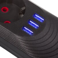 Maclean MCE395 B 3x USB-A Hálózati Elosztó 5 aljzatos 1.5m - Fekete