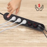 Maclean MCE395 B 3x USB-A Hálózati Elosztó 5 aljzatos 1.5m - Fekete