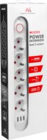 Maclean MCE395 W 3x USB-A Hálózati Elosztó 5 aljzatos 1.5m - Fehér