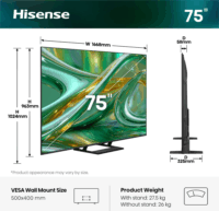 Hisense 75" 75E8S 16:9 4K UltraHD Mini LED QLED Smart Android TV