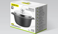 Maestro MR-4628C Aluminium Sütőedény Üveg fedővel 28cm 5,8L - Fekete