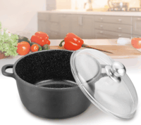 Maestro MR-4620C Aluminium Sütőedény Üveg fedővel 20cm 2,1L - Fekete