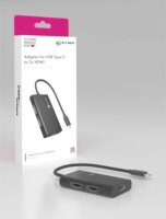 ICY BOX IB-AD1030-C USB-C apa - 3x HDMI anya Adapter - Fekete
