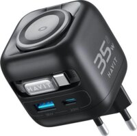 Havit UC250 A-EU GaN Utazó Hálózati Adapter kihúzható USB-C kábellel 0.7m 35W - Fekete