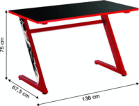White Shark ZZ Gamer asztal 120 x 60 x 72,5 cm - Fekete/Piros