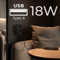 Maclean MCE249 F/B 2x USB-A + 2x USB-C Hálózati Elosztó 2 aljzatos - Fekete