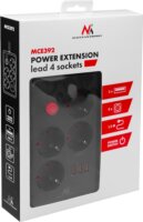 Maclean MCE392 B 3x USB-A Hálózati Elosztó 4 aljzatos 1.5m - Fekete