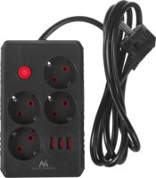 Maclean MCE392 B 3x USB-A Hálózati Elosztó 4 aljzatos 1.5m - Fekete