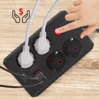 Maclean MCE392 B 3x USB-A Hálózati Elosztó 4 aljzatos 1.5m - Fekete