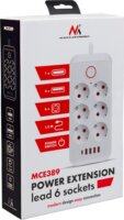 Maclean MCE389 B 4x USB-A / 1x USB-C Hálózati Elosztó 6 aljzatos 1.5m - Fekete/Piros