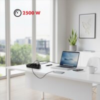 Maclean MCE389 B 4x USB-A / 1x USB-C Hálózati Elosztó 6 aljzatos 1.5m - Fekete/Piros