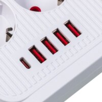 Maclean MCE389 W 4x USB-A / 1x USB-C Hálózati Elosztó 6 aljzatos 1.5m - Fehér