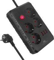 Maclean MCE393 B 3x USB-A Hálózati Elosztó 4 aljzatos 3m - Fekete