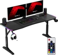 Huzaro Hero 4.6 RGB Elektromosan állítható Gamer asztal 160 x 60 x 56-79cm - Fekete