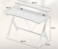 Huzaro Hero 1.9 Gamer asztal polccal 120 x 60 x 75 cm - Fehér