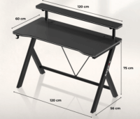 Huzaro Hero 1.9 Gamer asztal polccal 120 x 60 x 75 cm - Fekete