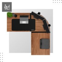 Leader 5.5 WN irodai sarok asztal 147 × 112 cm - Barna/Fekete