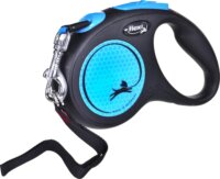 Flexi New Neon M/5m Szalagos Automata kutya póráz - Kék/Fekete