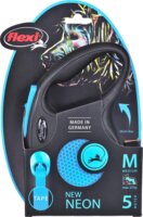 Flexi New Neon M/5m Szalagos Automata kutya póráz - Kék/Fekete