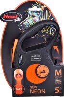 Flexi New Neon M/5m Szalagos Automata kutya póráz - Narancs/Fekete