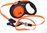 Flexi New Neon M/5m Szalagos Automata kutya póráz - Narancs/Fekete