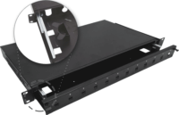 Alantec 19" 1U Teleszkópos Száloptikai Patch Panel 12 port - Fekete