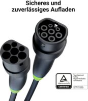 Green Cell GC-EVKABGC03 Type-2 Elektromos autó töltőkábel 5m (11 kW - 16A) -Fekete