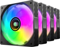Tacens Mars Gaming MFSI4KIT 120mm Rendszerhűtő ventilátor 4db + RGB vezérlő HUB - Fekete