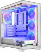 MODECOM VOLCANO STELLAR ARGB Midi Torony Számítógépház + 8db 120mm ventilátor - Fehér