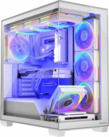 MODECOM VOLCANO STELLAR ARGB Midi Torony Számítógépház + 8db 120mm ventilátor - Fehér