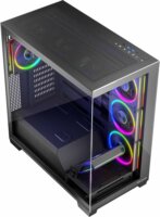 MODECOM VOLCANO STELLAR ARGB Midi Torony Számítógépház + 8db 120mm ventilátor - Fekete