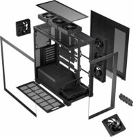 MODECOM VOLCANO STELLAR ARGB Midi Torony Számítógépház + 8db 120mm ventilátor - Fekete