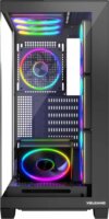 MODECOM VOLCANO STELLAR ARGB Midi Torony Számítógépház + 8db 120mm ventilátor - Fekete