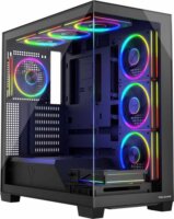MODECOM VOLCANO STELLAR ARGB Midi Torony Számítógépház + 8db 120mm ventilátor - Fekete