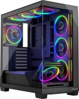 MODECOM VOLCANO STELLAR ARGB Midi Torony Számítógépház + 8db 120mm ventilátor - Fekete