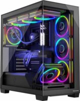 MODECOM VOLCANO STELLAR ARGB Midi Torony Számítógépház + 8db 120mm ventilátor - Fekete