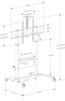 Techly ICA-TR230 52"-110" Állítható Magasságú LCD TV / Monitor Gurulós Padló Tartó Állvány - Fekete