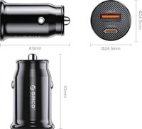 Orico PM-30-1A1C-BK USB-A + USB-C Autós Gyorstöltő 30W - Fekete