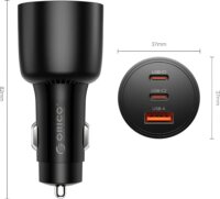 Orico PL-165-1A2C-BK USB-A + 2x USB-C Autós Gyorstöltő 165W - Fekete