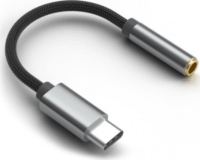 KZ AM01 USB-C apa - 3,5mm Jack anya Átalakító Adapter - Szürke