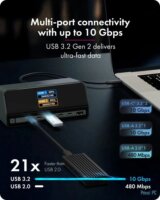 Raidsonic Heart Dock 2300 11-in-1 Laptop Dokkoló Állomás két videókimenettel és LCD kijelzővel