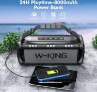 W-KING D8 Hordozható Bluetooth Hangszóró 50W - Fekete/Ezüst