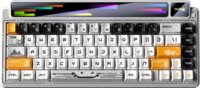 AULA AMG65 LightFeather RGB Gasket Tri-Mode Mechanikus Wireless Gaming Billentyűzet US - Fehér/Fekete/Narancssárga