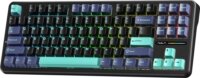 AULA F87 Pro GrayWood V4 RGB Gasket Tri-Mode Mechanikus Wireless Gaming Billentyűzet US - Fekete/Ciánkék