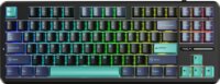 AULA F87 Pro GrayWood V4 RGB Gasket Tri-Mode Mechanikus Wireless Gaming Billentyűzet US - Fekete/Ciánkék