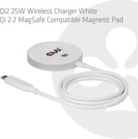Club 3D CAC-3026 Qi2 Wireless Mágneses Töltő 25W + USB-C Kábel 1m - Fehér