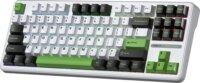 AULA F87 GrayWood V3 RGB Gasket Tri-Mode Mechanikus Wireless Gaming Billentyűzet US - Fekete/Fehér/Zöld